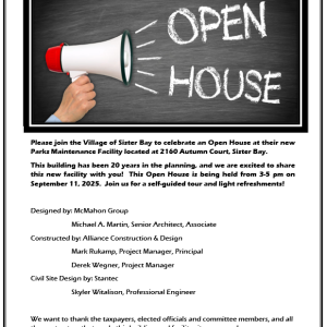 OPEN HOUSE - Parks Maintenance Facility Sept 11,  3-5 pm